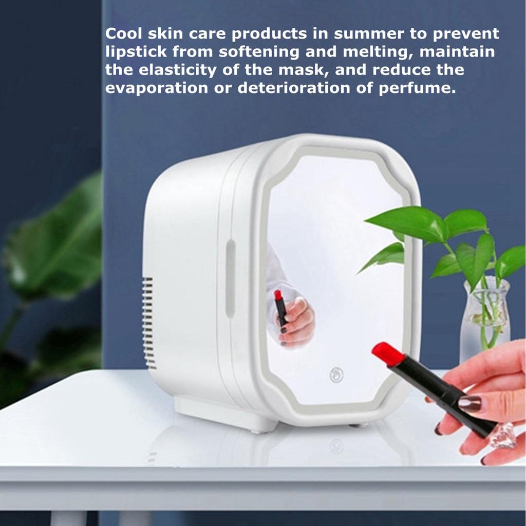 Beauty Fridge  Mini Portable Refrigerator For Cosmetics With Mirror Skincare Makeup Cooler Warmer Freezer For Car Home 8L 220/12V