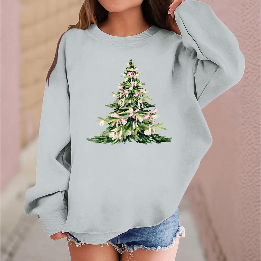 Children's Fashionable Casual Long-sleeved Loose Christmas Print Pullover Sweatshirt