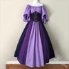 Medieval Halloween Women Fancy Cosplay Costume Stitching Lace Up Dress Maxi