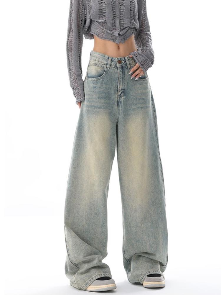 2000s Vintage Baggy Blue Jeans Women Harajuku High Waist Denim Trousers Female Retro Fashion 90s Aesthetic Wide Pants