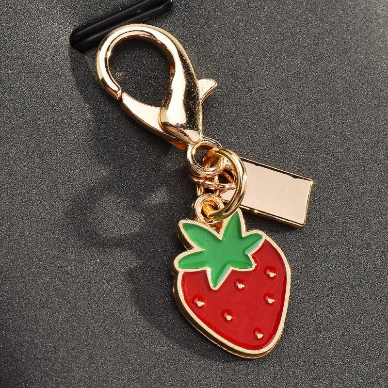 Exquisite High-End Strawberry Mushroom Keychains For Women Bag Pendant Charm Car Keyring Jewelry Gift Decoration Accessories