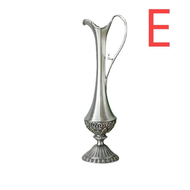 Металлическая ваза для цветов, декоративная ваза для цветов, антикварное искусство, дворец, ремесло, отель, декор для дома, гостиной, офиса, украшения, подарки