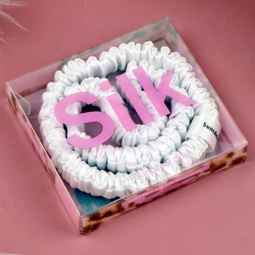 2PCS 100% Silk Hair Scrunchies For Women Girls High Quality Hair Ties HairBands Silk Suitable for Valentine's Day 22Momme Silk Hair Accessoires