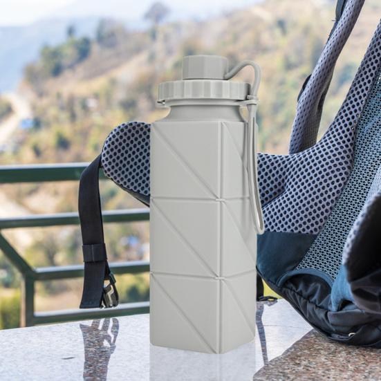 Складная силиконовая бутылка для воды 610 мл, герметичная складная бутылка для воды для путешествий, кемпинга, походов, спорта на открытом воздухе