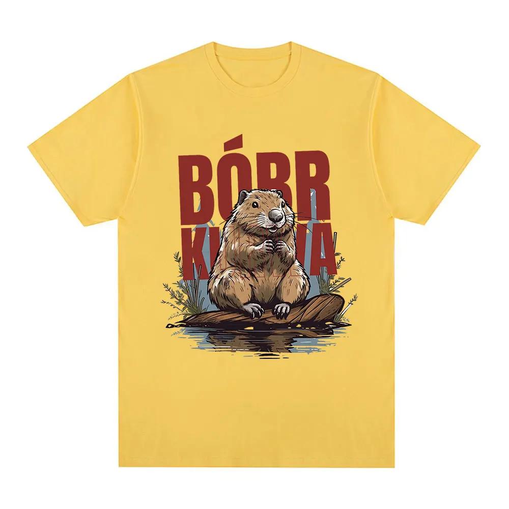 Bober Kurwa Bobr T-shirt Funny Beaver Meme Graphic T-shirt Style Women's Casual Loose Short Sleeved T-shirt Street Clothing