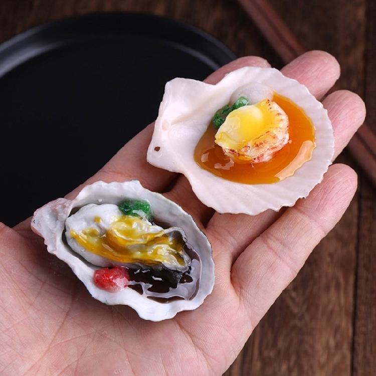 Искусственные жареные устрицы Модель Реалистичная модель морепродуктов-заменителей Модель жареных гребешков для кухонной витрины, Декорации
