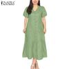 Женское повседневное свободное летнее платье с коротким рукавом и V-образным вырезом