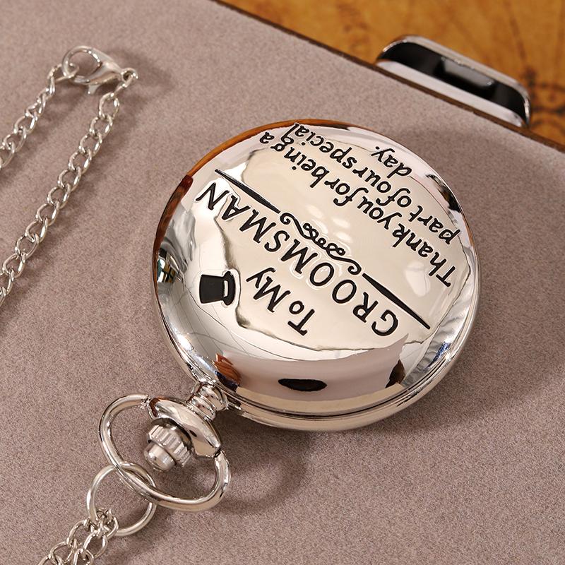 2pcs/set, Retro Fashion Men's Pocket Watch ‘To My GROOMSMAN’ Necklace Pendant Quartz Pocket Watch, Ideal Choice for Gifts To Men.