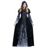 Halloween Costume Suit Witch Queen Dress Shawl Set Scary Death God Women Outfit Skull Printed Dark Style Dress for Halloween Party Stage Show