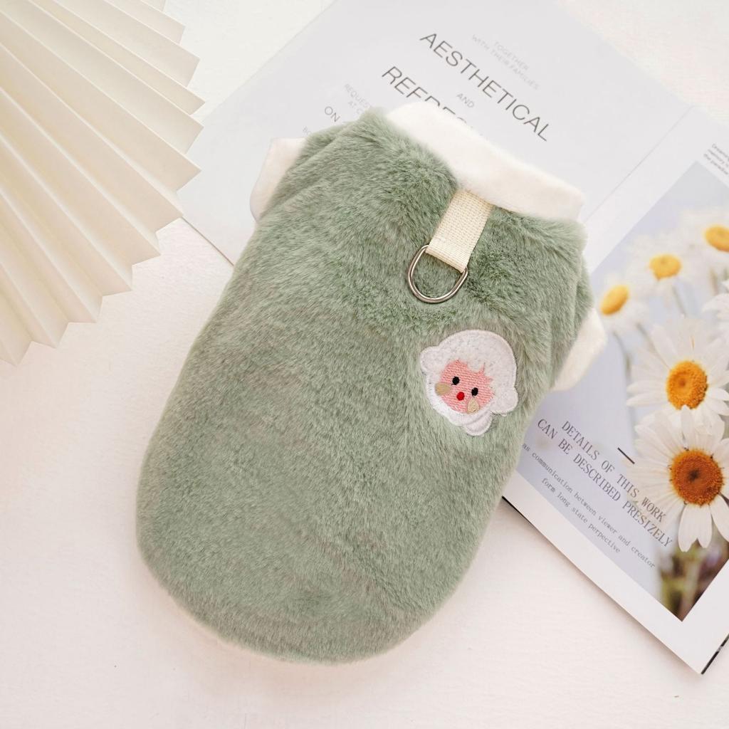 Pet Clothing Autumn and Winter Flannel Embroidery Lamb Thickened Warm Dog Cat Clothing Supplies