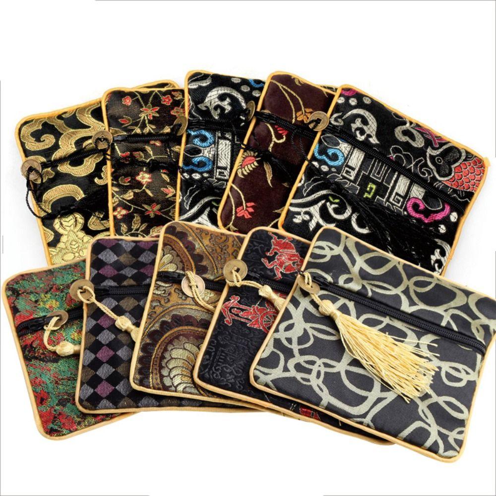 Tassel Flower Jewelry Packing Bag Copper Cash Pendant Chinese Style Money Bag Outdoor