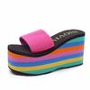 2023 Summer Women Sandals Rainbow Wedges Beach Flip Flops Home Slipper Ladies Outdoor  Heels Shoes Non Slip Soft Zapatos Mujer