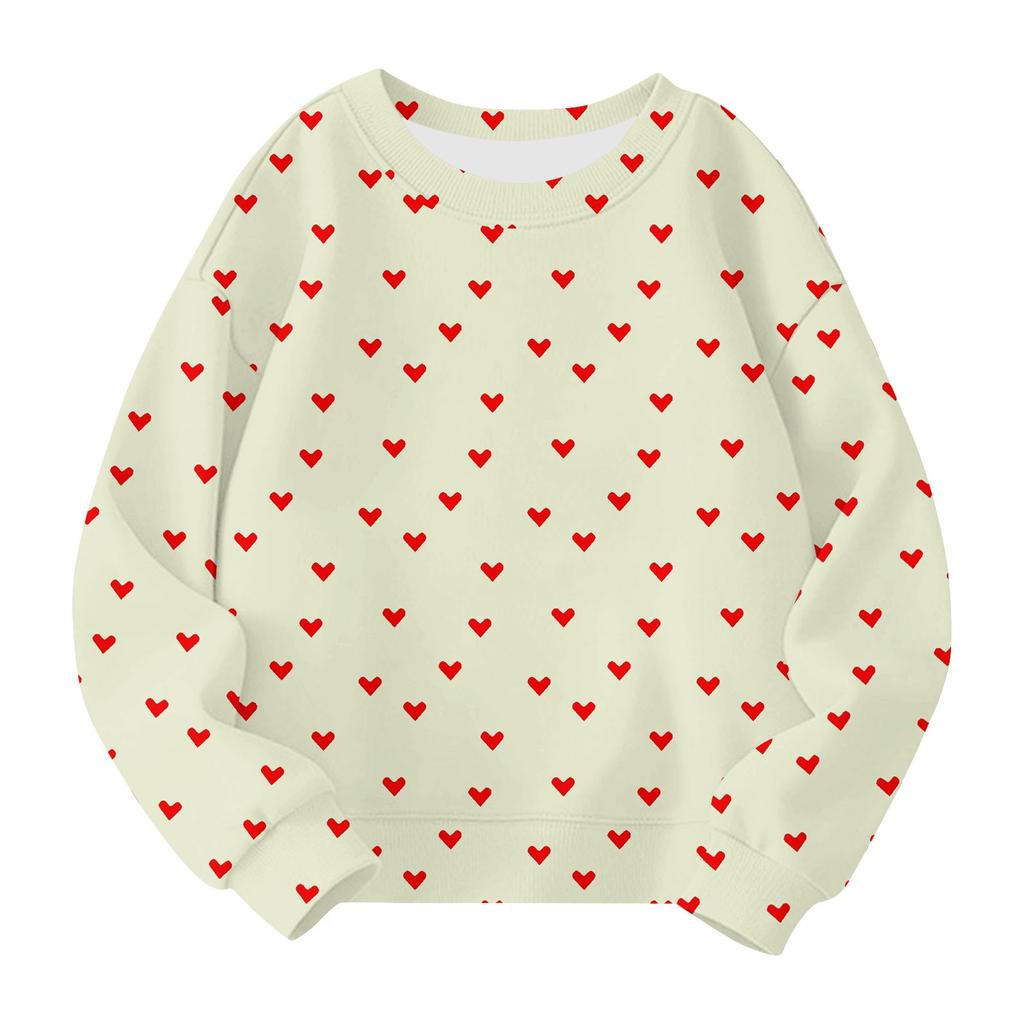 Девочки Круглый вырез Пуловеры для детей День святого Валентина Печатные топы