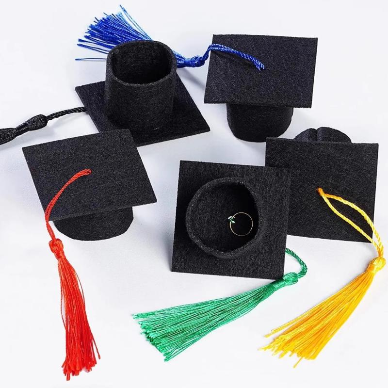 12 Pieces Mini Graduation Cap Class Of 2026 Mini Graduation Hats With Tassels Small Black Grad Cap Bottle Topper Decorations