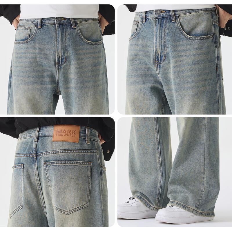 Мужские джинсы Mark Fairwhale в американском ретро-стиле с потертостями, прямого кроя