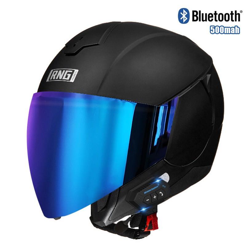 Bluetooth Motorcycle Helmet 3/4 Open Face Men Women ABS Full Coverage Riding Gear