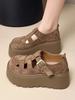 Mary Jane Single Shoes Bag Head Sandals Women's New Spring and Summer Platform Heightening Shoes Hollow Hole Shoes
