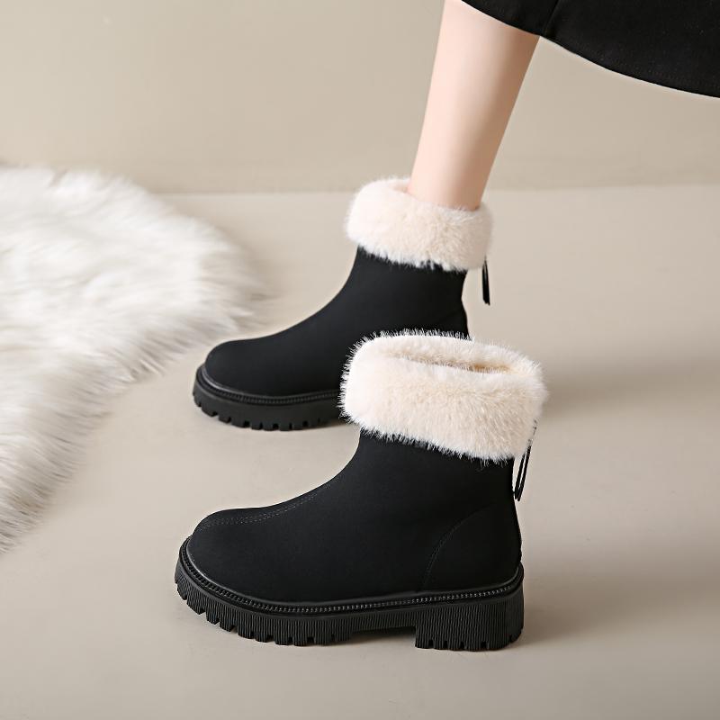 Модные женские зимние ботинки AJGS Zapatos De Mujer, новые утолщенные теплые ботинки до середины голени большого размера с увеличенным каблуком для женщин