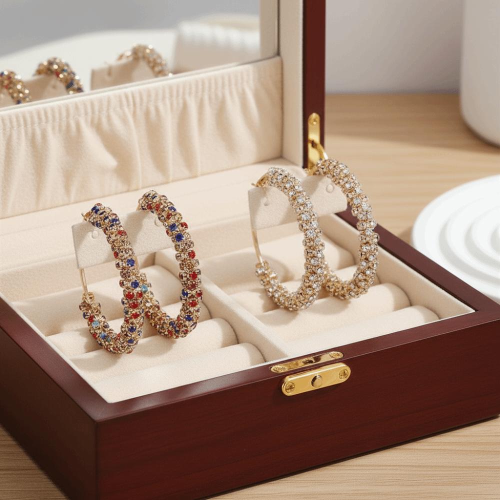 Round Large Hoop Earrings Crystal Jewelry Studded Earrings Temperament Zircon Earrings Women