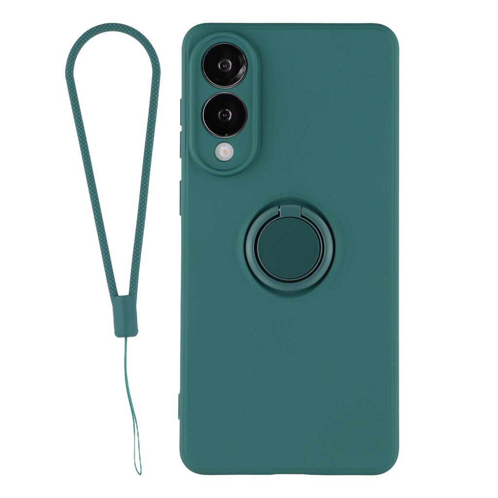 Силиконовый чехол для Samsung Galaxy S25 Edge с кольцом-подставкой и ремешком.