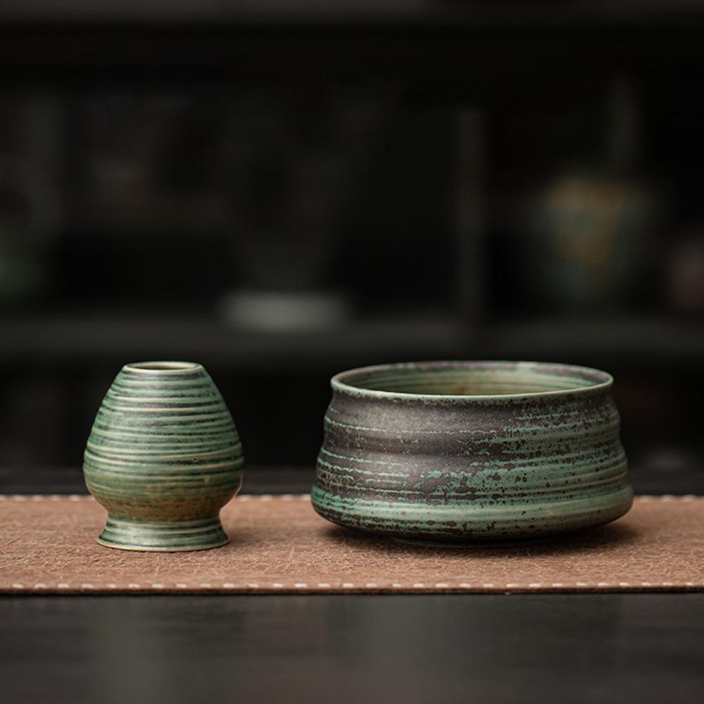 2PCS Ceramic Matcha Holder Japanese Matcha Whisk Stand Holder Traditional Matcha Brewing Cup Gifts