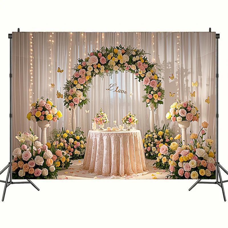 1 шт. Элегантный цветочный арочный полиэстеровый фон для свадеб, праздничных вечеринок, домашних и садовых торжеств, студийного фона и мероприятий на открытом воздухе
