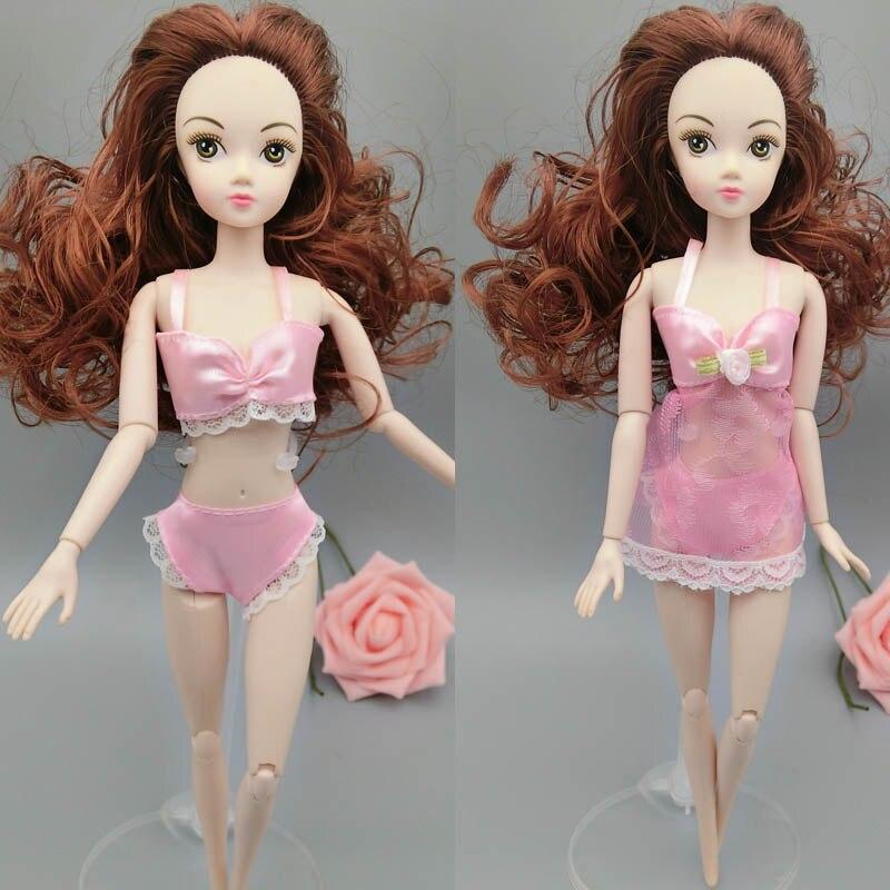 6 компл./лот модные платья для кукол Барби, одежда, пижамы, нижнее белье, ночная рубашка, кружевное ночное платье + бюстгальтер + нижнее белье, аксессуары для кукол