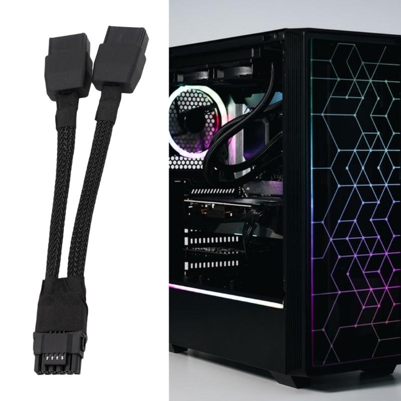 Кабель питания GPU 16AWG 2x 8Pin на 12+4Pin, мощность 600 Вт для RTX4090 и видеокарт высокого класса