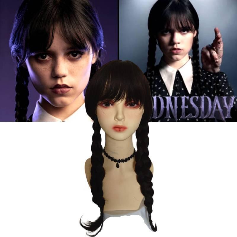 Halloween Wednesday Addams The Addams Family Hair Weaving Girl Wig