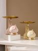 Nordic Home Decor Snack Key Storage Charm Cat Metal Tray Ornament Living Room Tabletop Kawaii Room Accessories Gift Figurines