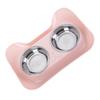 Pet Dog Bowls Stainless Steel Cute Shape Leak Proof Smooth Inner Easy Clean Double Dog Bowl for Cats Pink