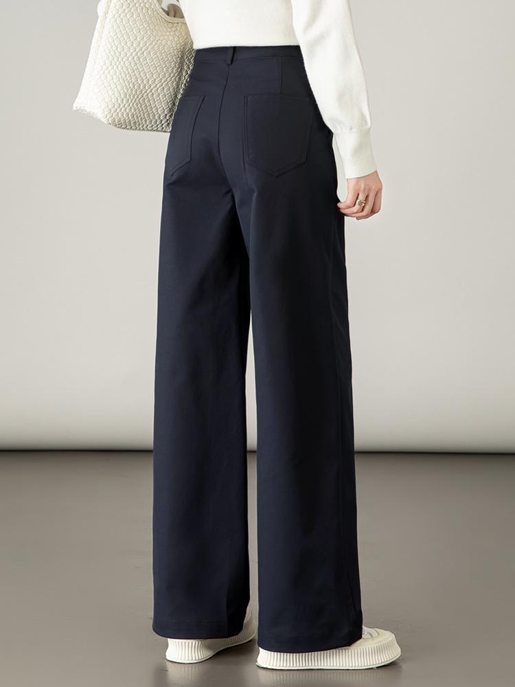 2025 Autumn Women's High-Waisted Wide-Leg White Casual Pants