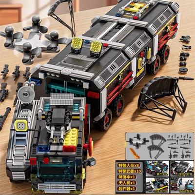Конструктор Giant City Series SWAT Battle Truck Model Police Base Building Blocks для мальчиков и детей, рождественский подарок.