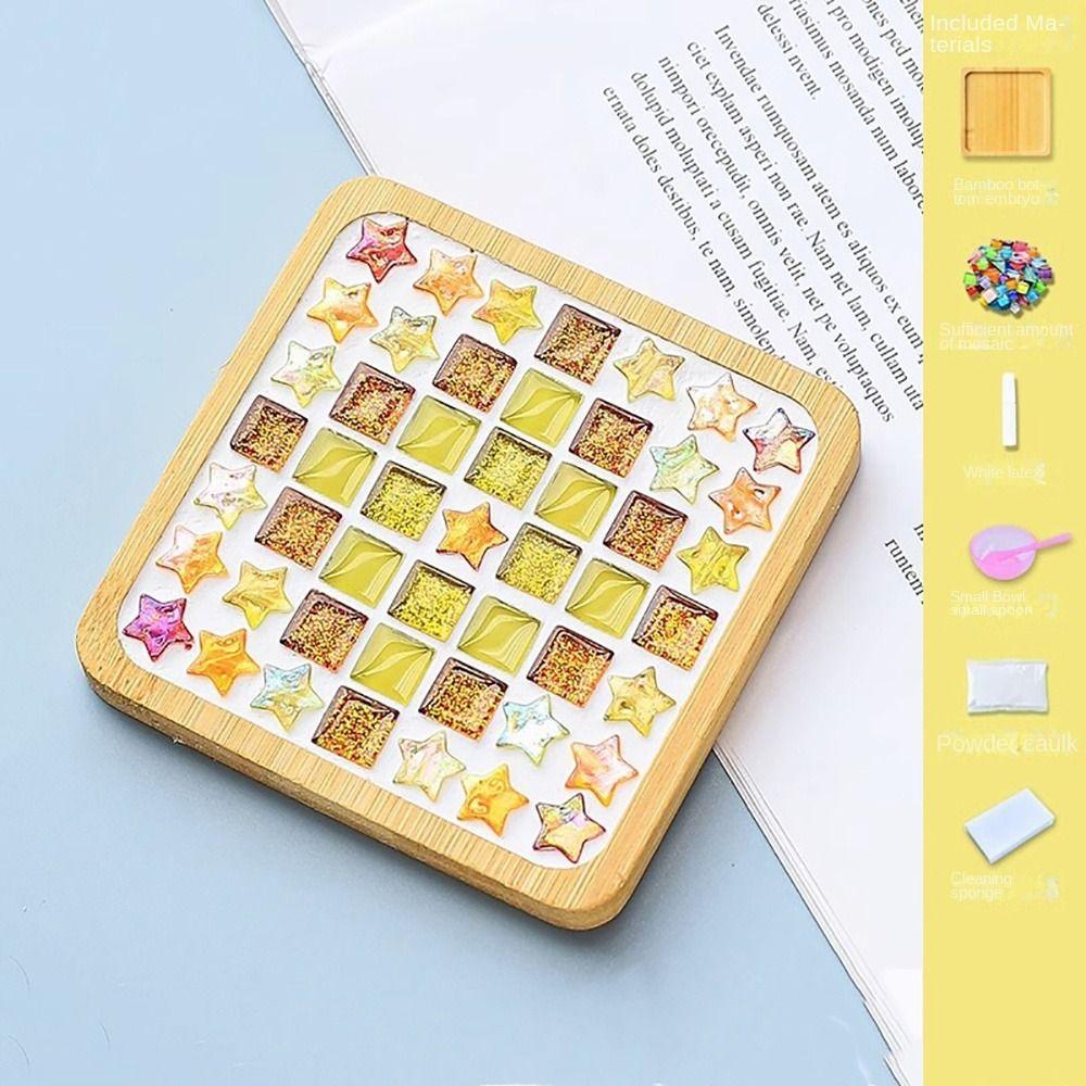 Ручная работа своими руками мозаичный коврик для чашки мозаичный стеклянный бамбуковый коврик креативные игрушки ручной работы подставка под стакан