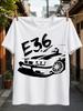 E36 Front View Car Graphic Stencil Line Art Bold E36 Text Minimal Gerunisex Automotive Style Tee Unisex All TShirt