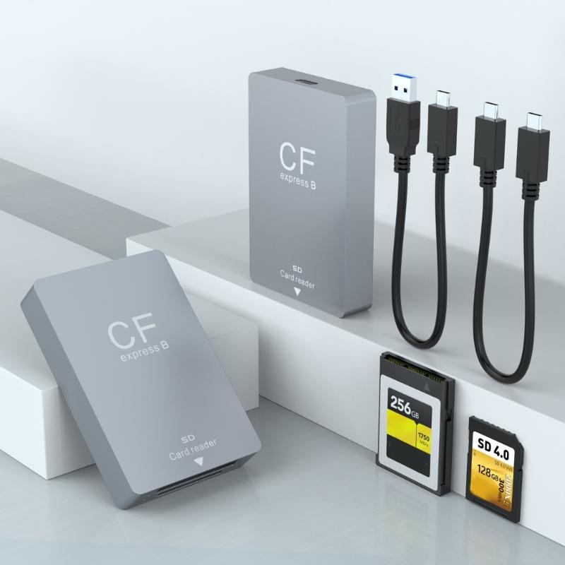 Устройство для чтения карт CFexpress Type B USB 3.2 10 Гбит/с Адаптер Устройство для чтения карт CFexpress B и SD 4.0 для ОС Windows с USB C/USB-кабелем