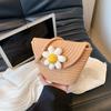 Spring and Summer Korean Cute Little Fragrant Wind Woven Small Flower Contrasting Color Women's Bucket Bag New Women's Shoulder Messenger Bag
