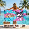 Custom Text Beach Towel, Soft Absorbent Swimming Multi-use TowelKuromi