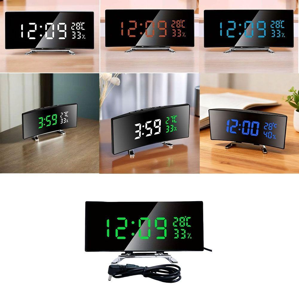 Curved Screen Digital Alarm Clock Large Table Clock Multi-function Desk Clock  Table Use