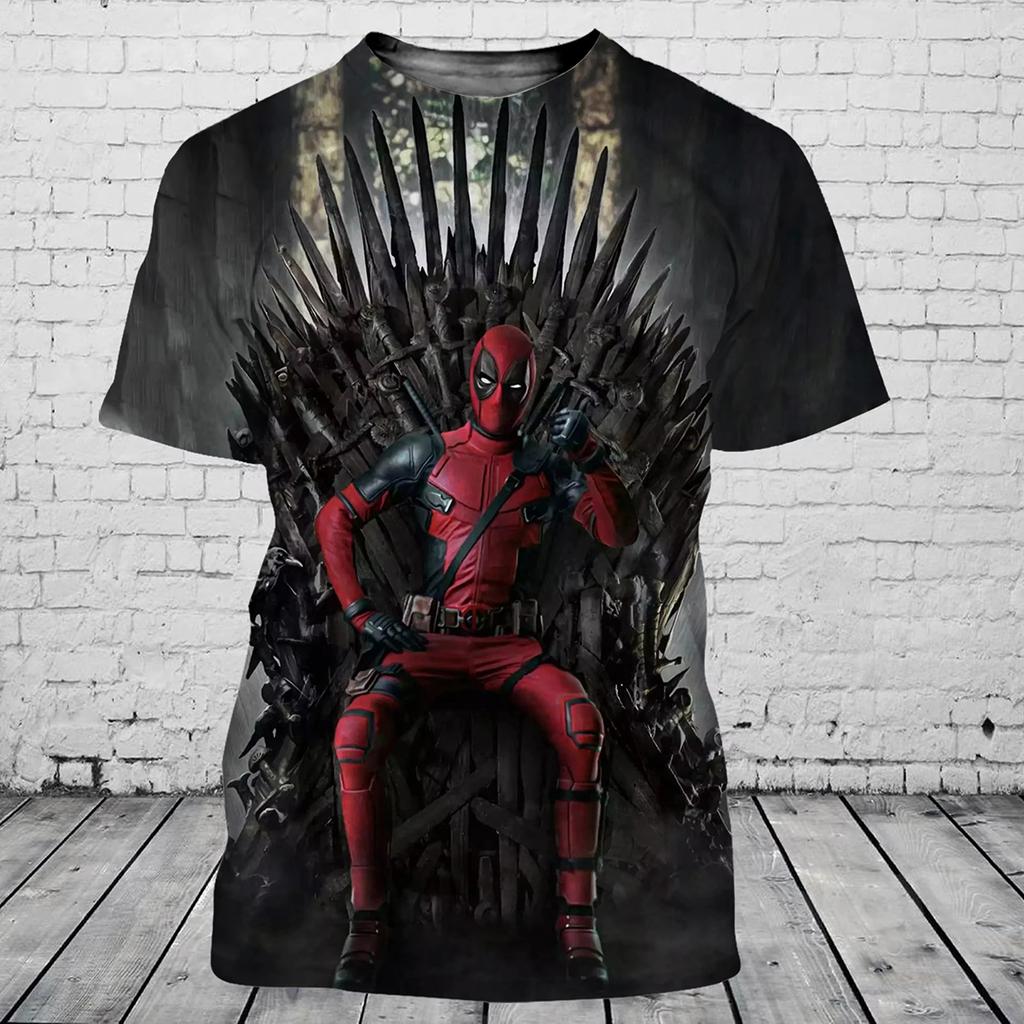 Мужская минималистичная 3D футболка Deadpool Marvel с персонализированным принтом Harajuku повседневный стиль летняя короткая дышащая и удобная