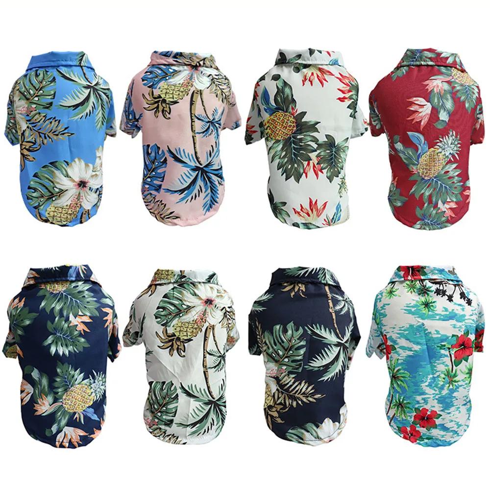 Summer Breathable Pet Beach Shirts for Dogs Cute Hawaii Casual Dog Cat Clothing Floral T Shirt for Small Dogs Chihuahua Clothes