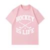 Men's 100% Cotton Crew Neck Short Sleeve T-Shirt, Hockey Is Life Printed Casual Tee, Comfortable Loose Fit Tops for Ice Hockey Sports Fans Daily Wear