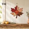 Thanksgiving Door Ornaments Vintage Patchwork Wooden Hanging Sign, Rustic Country Style Wall Decor Scarecrow with Hemp Rope for Home Fireplace, Autumn