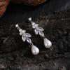 ZAKOL Elegant Temperament Imitation Pearl Zircon Women's Dangle Earrings Exquisite Shiny Charming Bridal Wedding Jewelry Gifts