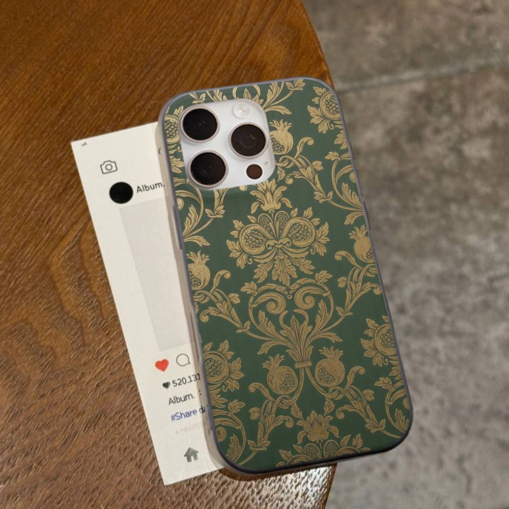 American Luxurious Vintage Patterns Soft Corrugated Transparent Phone Case For IPhone 17 15 16 11 12 13 14 Pro Max Plus Pro