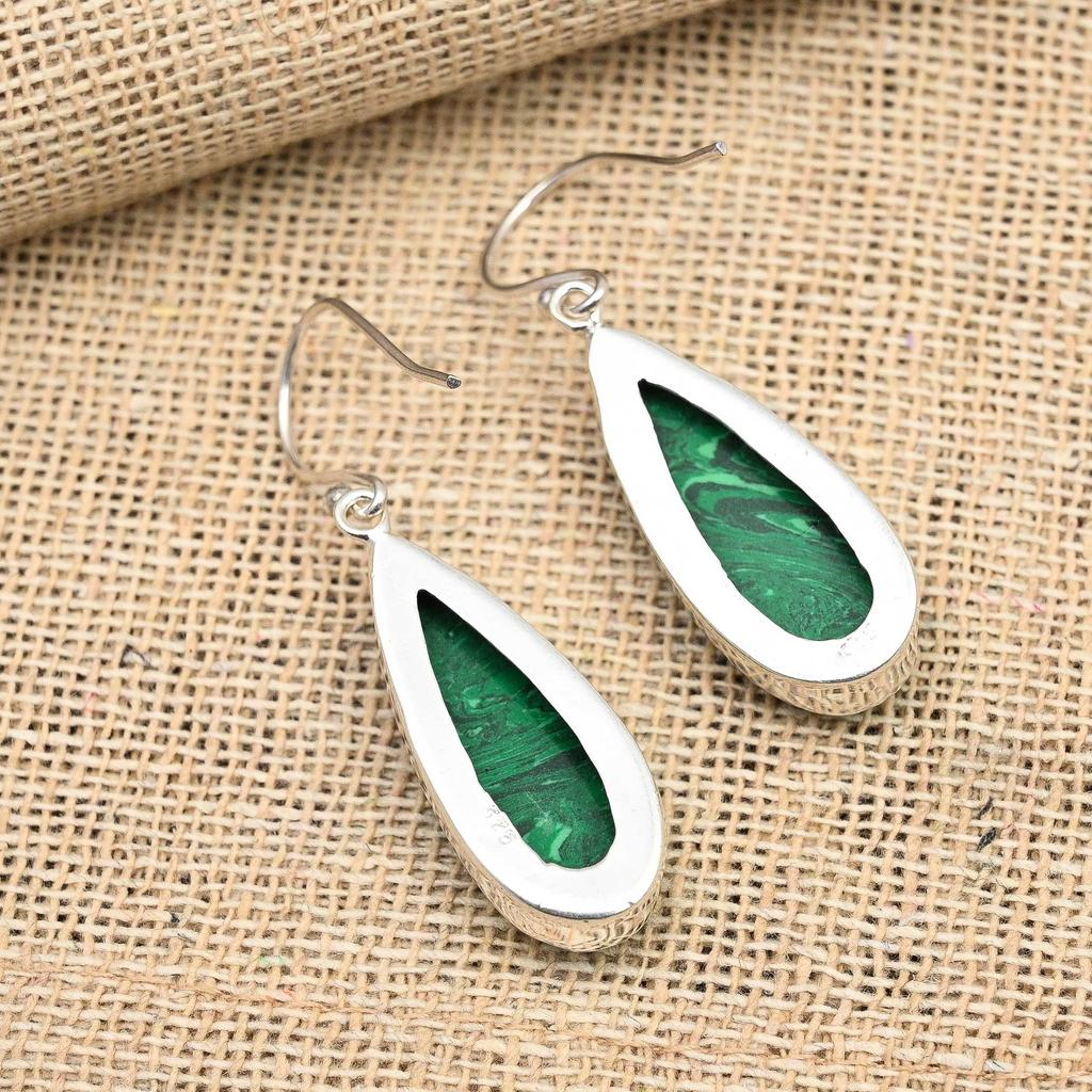 Ювелирные изделия из удивительного малахитового драгоценного камня ручной работы из стерлингового серебра 925 пробы