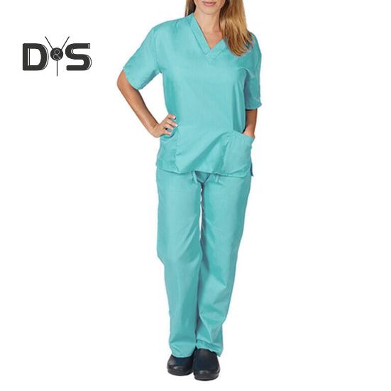 Униформа медсестры, медицинский костюм с V-образным вырезом, униформа медсестры, салон красоты, спа, учреждение по уходу за домашними животными, рабочая одежда, однотонный комплект с короткими рукавами и брюками