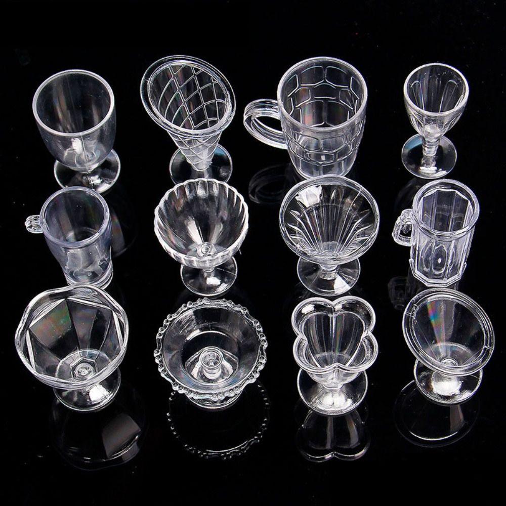 12pcs/lot Plastic Model Dollhouse Mini Cup Ice Cream Bowl Dollhouse Accessories
