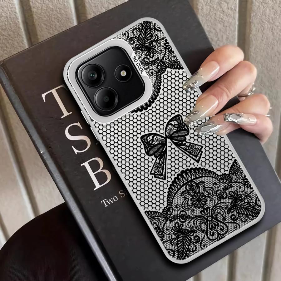 Дизайнерский Черный Кружевной Чехол для Xiaomi Redmi Note 9 10 K60 12C A5 10C 13C 9C 9T 14C A1 A2 Plus Задняя Крышка Телефона