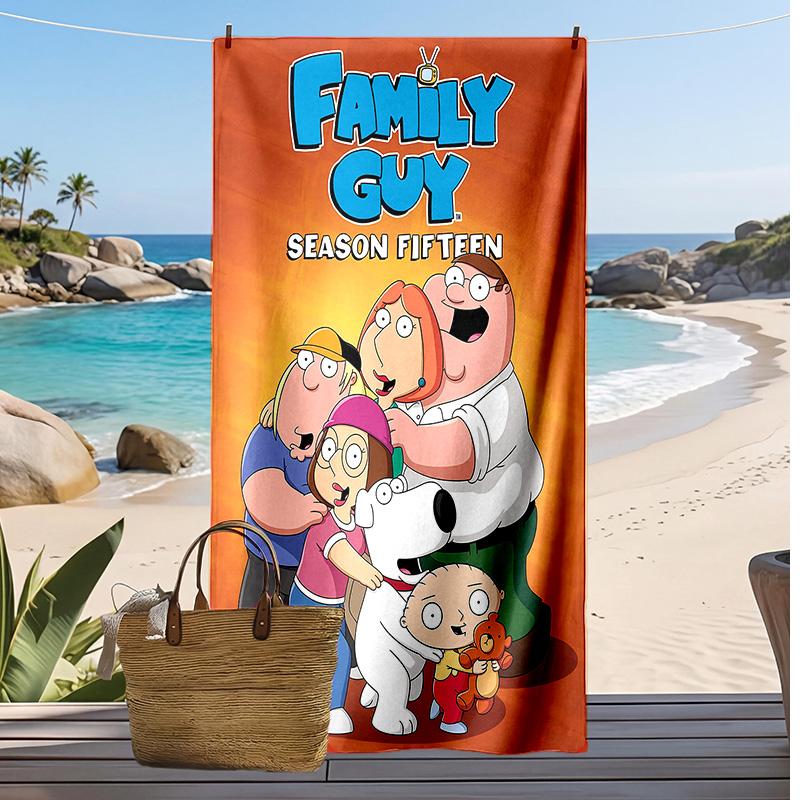 Family Guy Printed Beach Towel Quick Dry Soft TowelPortable Large Rectangular Beach Blanket for Travel Swimming Pool
